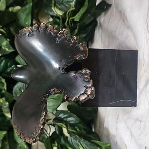 Vintage Bronze Bird  Sculpture on Black/White Marble Base - Home Art Accent